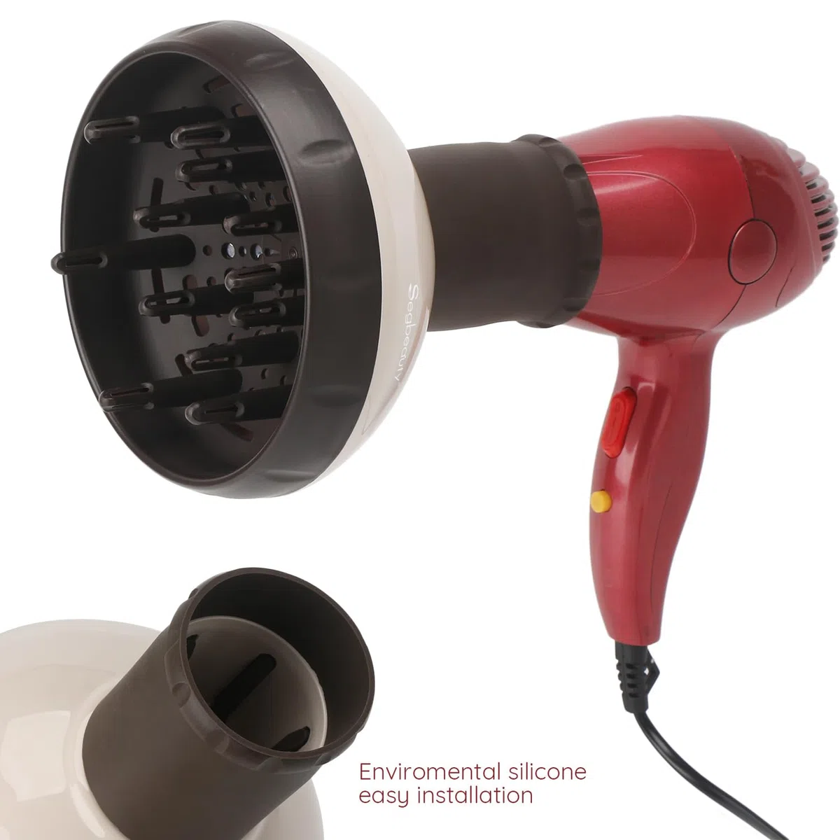 Diffusore per asciugacapelli, Segbeauty Diffusore per capelli aggiornato per capelli ricci ondulati Attacco per diffusore professionale per soffiatore con ugello 1.57 "-1.97"