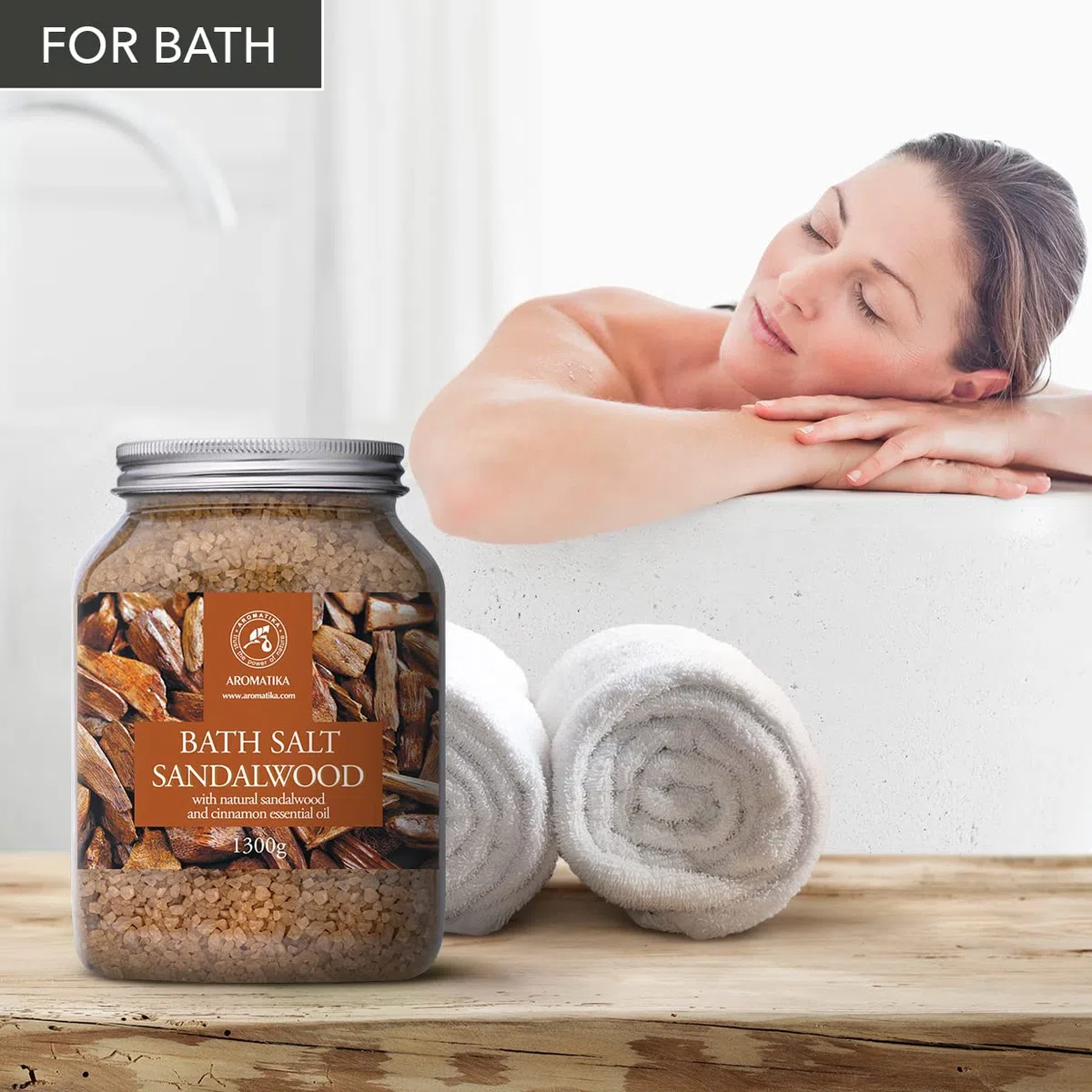Sale da Bagno Sandalo - 1300g - Sali Marini da Bagno con Olio Essenziale di Cannella e Sandalo - Bagno Rilassante - Buon Sonno - Sali da Bagno per Aromaterapia 1.3 kg