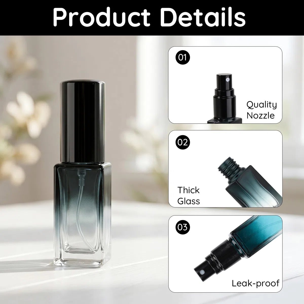 Segbeauty Porta Profumo da Borsetta, 20 Pezzi 5ml Vaporizzatore Profumo da Viaggio, Bottiglia Spray in Vetro Portatile, per Uomini e Donne (Graduale Blu)