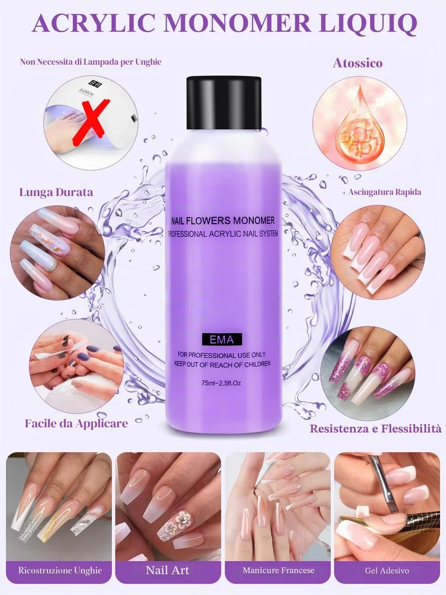 Yokilly Acrilico Per Unghie Kit,Polvere Acrilica Unghie Con Colori Rosa Bianco Trasparenti,100 Pezzi Unghie Finte Professionali In Acrilico Kit Ricostruzione Unghie(Bianco Chiaro Rosa-1)