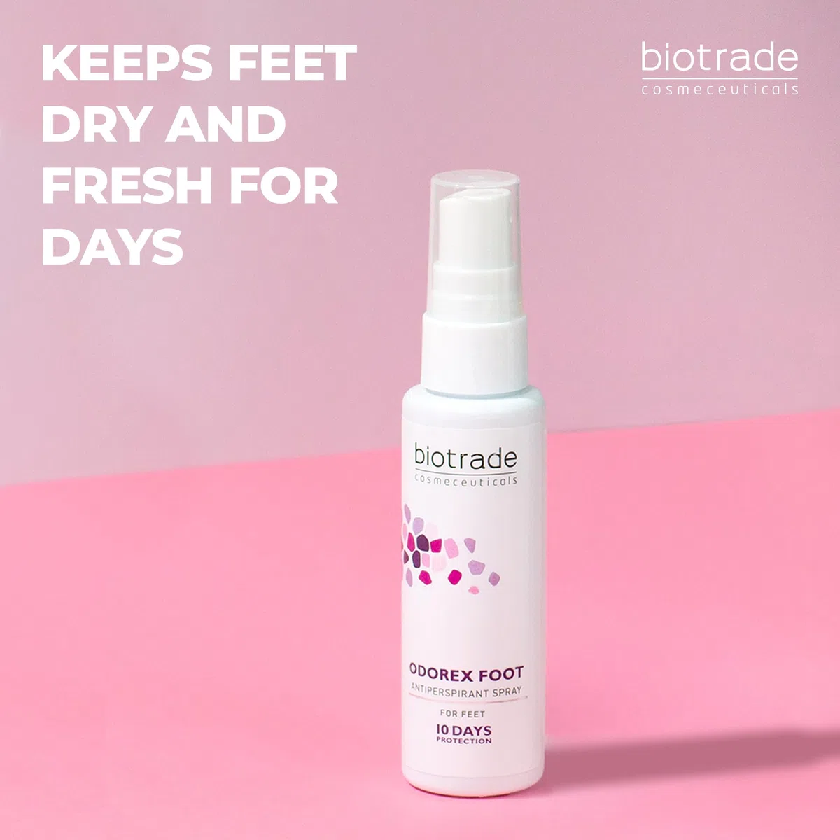Odorex Foot. Antiperspirant Spray. One Aplication Stops the Sweating for 10 Days