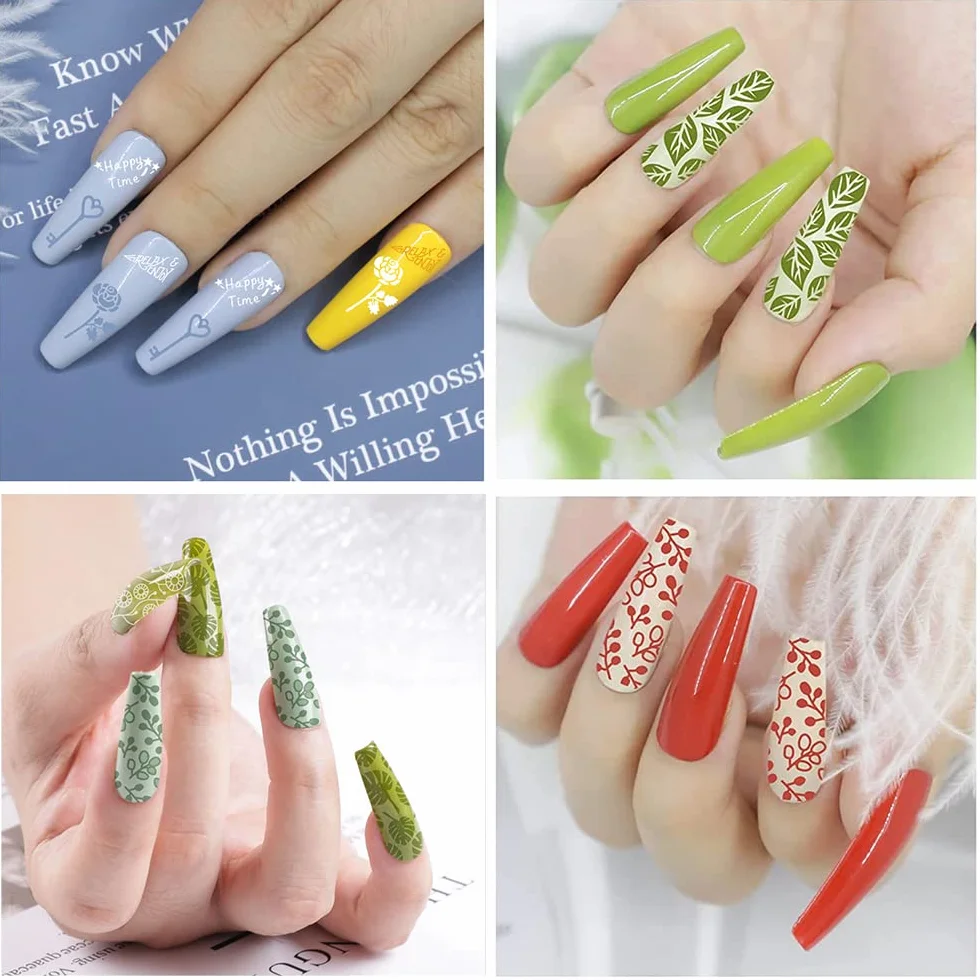 Biutee 15 pcs Gel Stamping Nail Art Prodotti Manicure Gel, 1 Timbri per Unghie, 2 Raschietti, 1 Busta per Conservarli, Stampo UnghieGeometrico Semipermanente