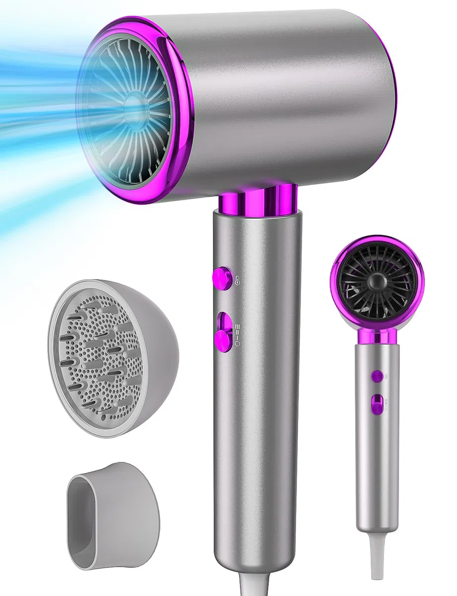 Phon Capelli Professionale Asciugacapelli Lonico 2400W AC Motore 3 Temperature/2 Velocità con Diffusore e Concentratori per Molte Acconciatur