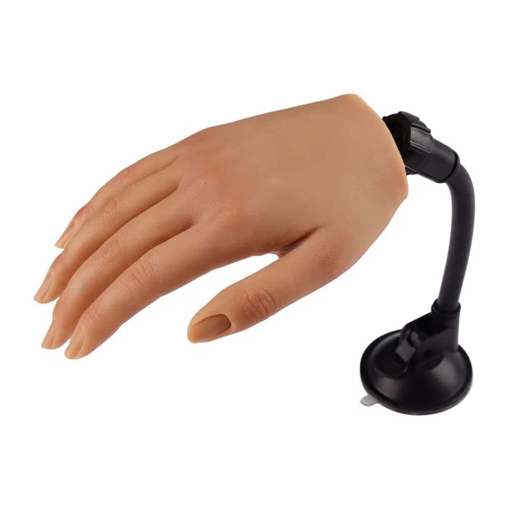 KnowU Mano Finta per Ricostruzione Unghie, Mano Finte con Supporto, Mano Pratica in Silicone, Mano Finta per Unghie Acriliche, colore 3# sinistra
