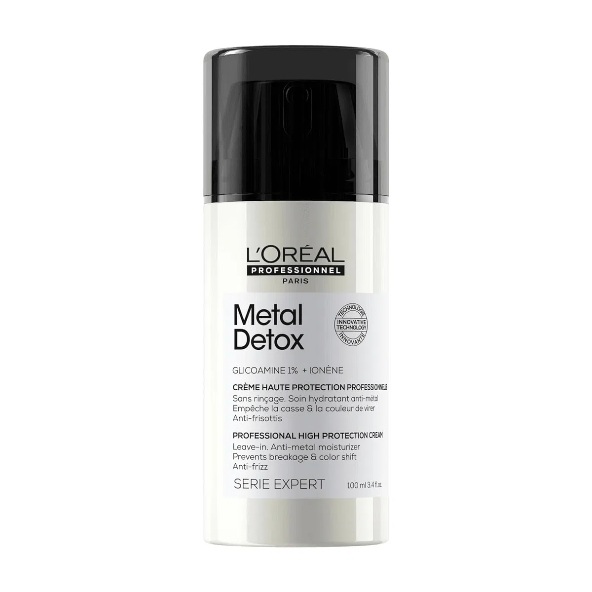 L'Oréal Professionnel Paris, Crema Leave-In Protettiva, Per Tutti i Tipi di Capelli, Anti-Crespo, Chioma Lucente&Setosa, Con Glicoammina 1% e Filtro UV, Metal Detox, 100 ml