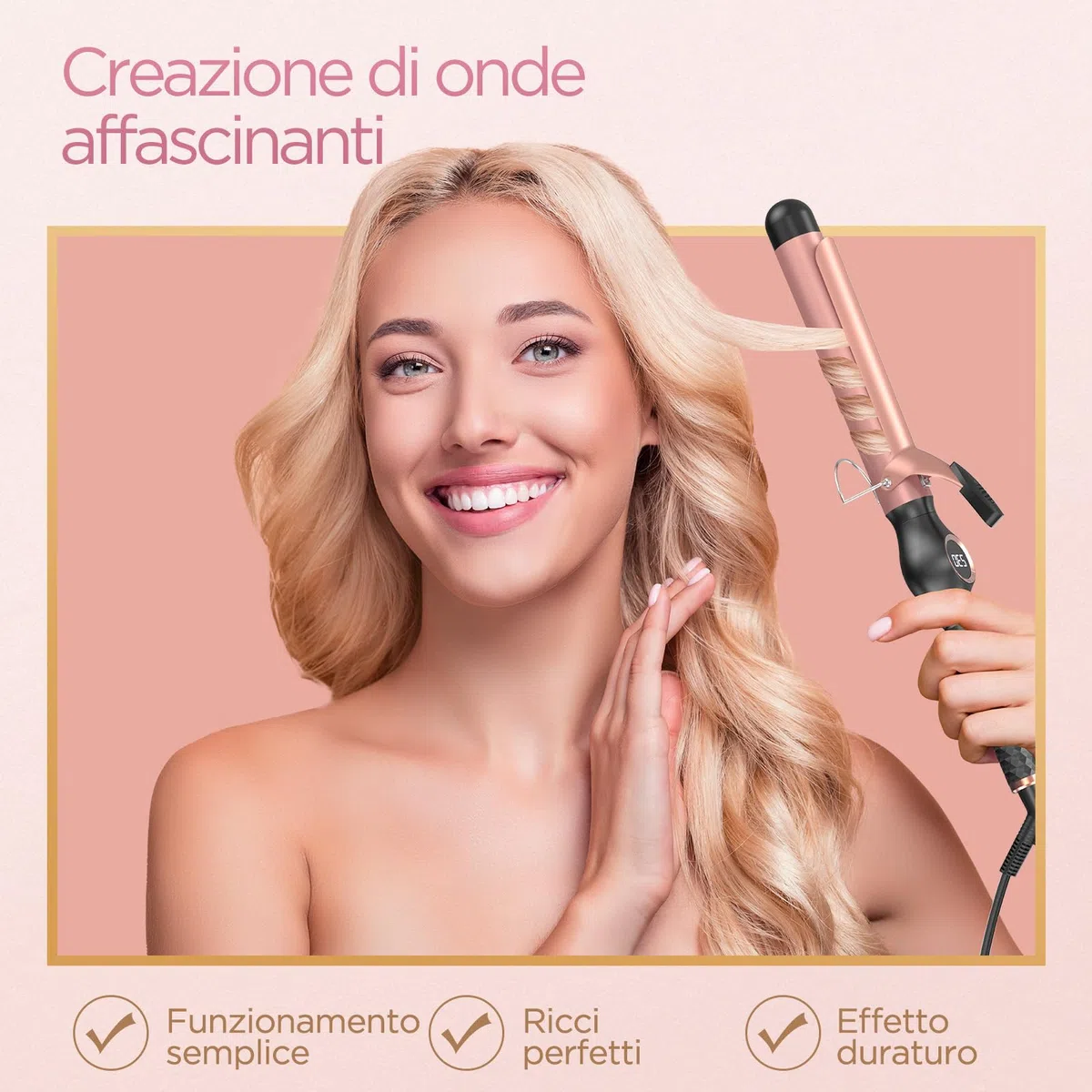 BESTOPE PRO Ferro Arricciacapelli 32 mm, Arricciacapelli per Ricci Grandi, Ferro Capelli con Scelta di Temperature, Arricciacapelli a Riscaldamento Rapido con Ampio Display LCD