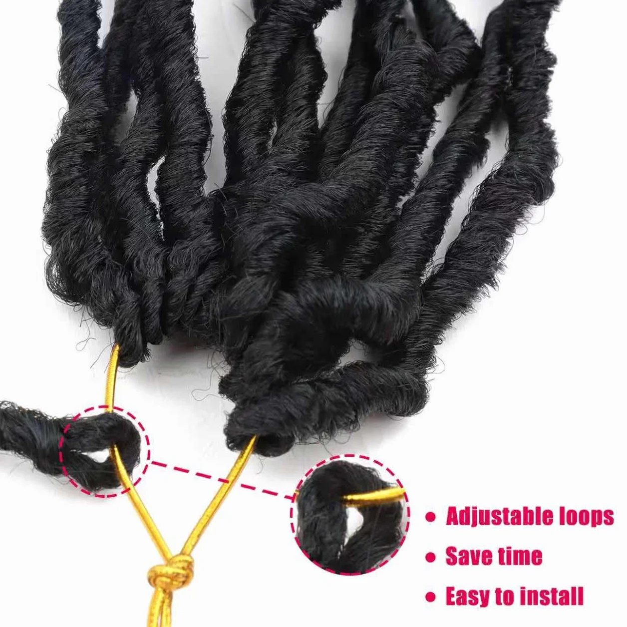 8 confezioni finte Locks Crochet Braids Meches Soft Locs Meches per trecce africane finte locs uncinetto capelli meches ricci per trecce (#1B, 60.9 CM(lotto da 7))