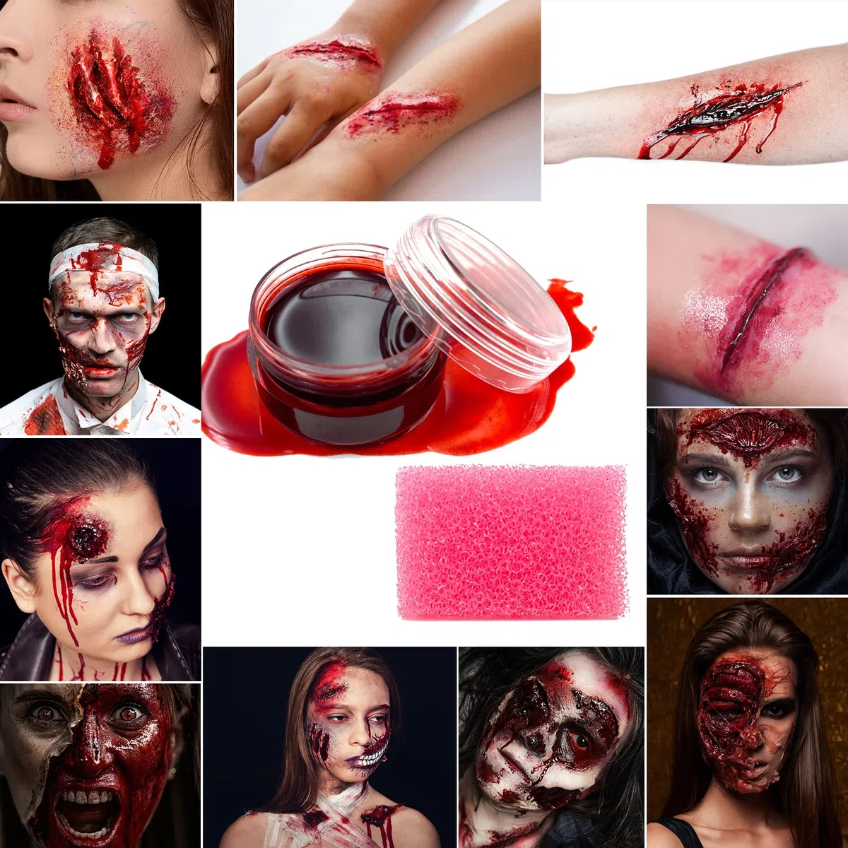 immetee Kit di trucco SFX, trucco di Halloween di pittura del corpo del viso di effetto speciale, sangue finto halloween, trucchi halloween(nuovo kit trucco halloween)