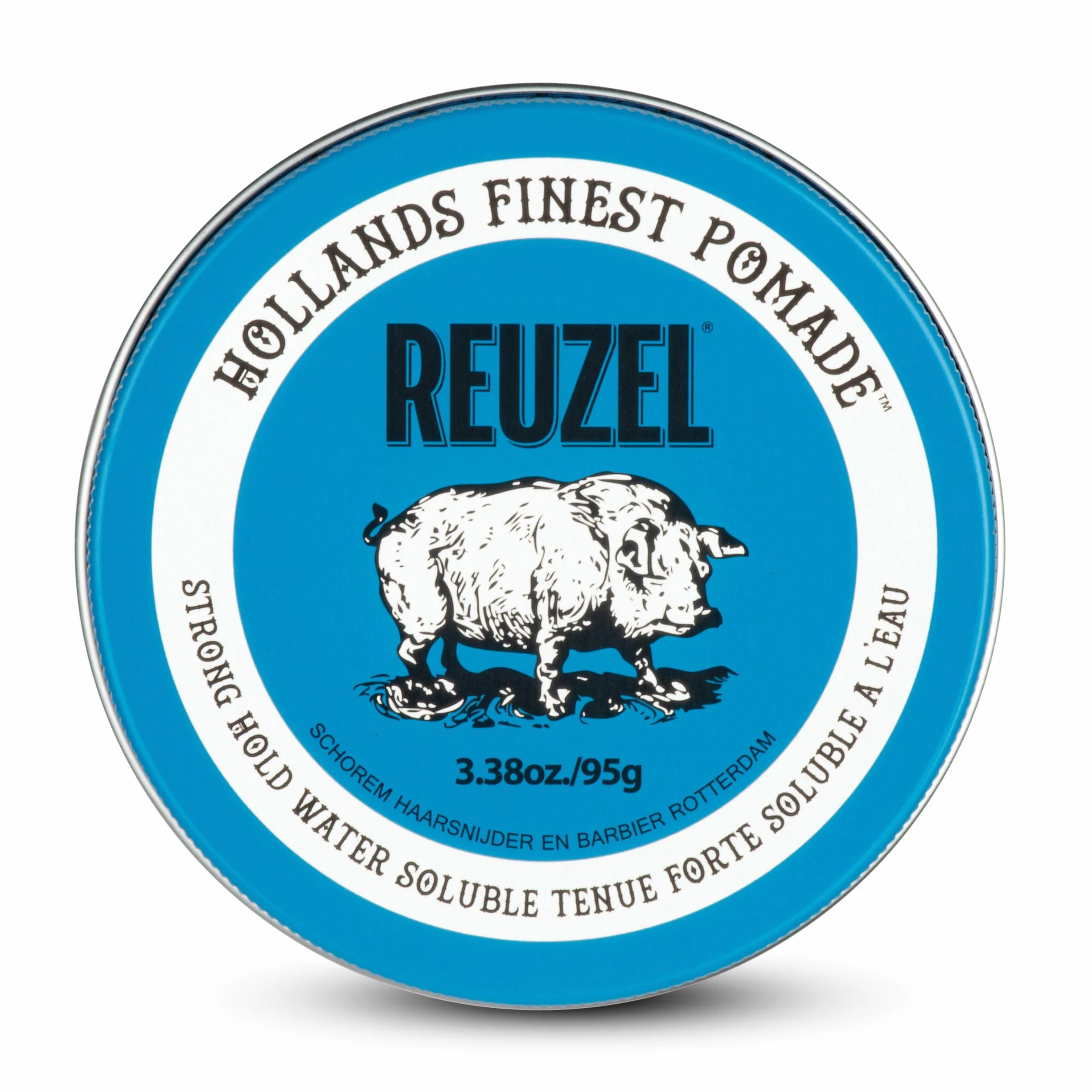 Reuzel Blue Pomade, pommade à tenue forte pour un look ultra brillant, soluble dans l'eau avec un parfum de vanille - 3,38 oz/95g