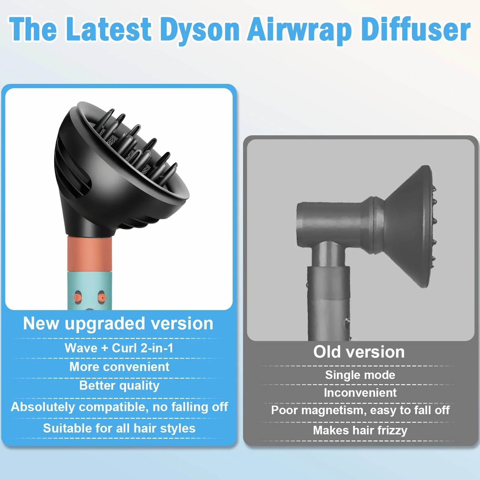 Diffusore Wave+Curl per Dyson Airwrap HS01 HS05 HS08, Diffusore capelli ricci per Dyson Airwrap accessori, Conversione per Dyson Airwrap Styler in Asciugacapelli