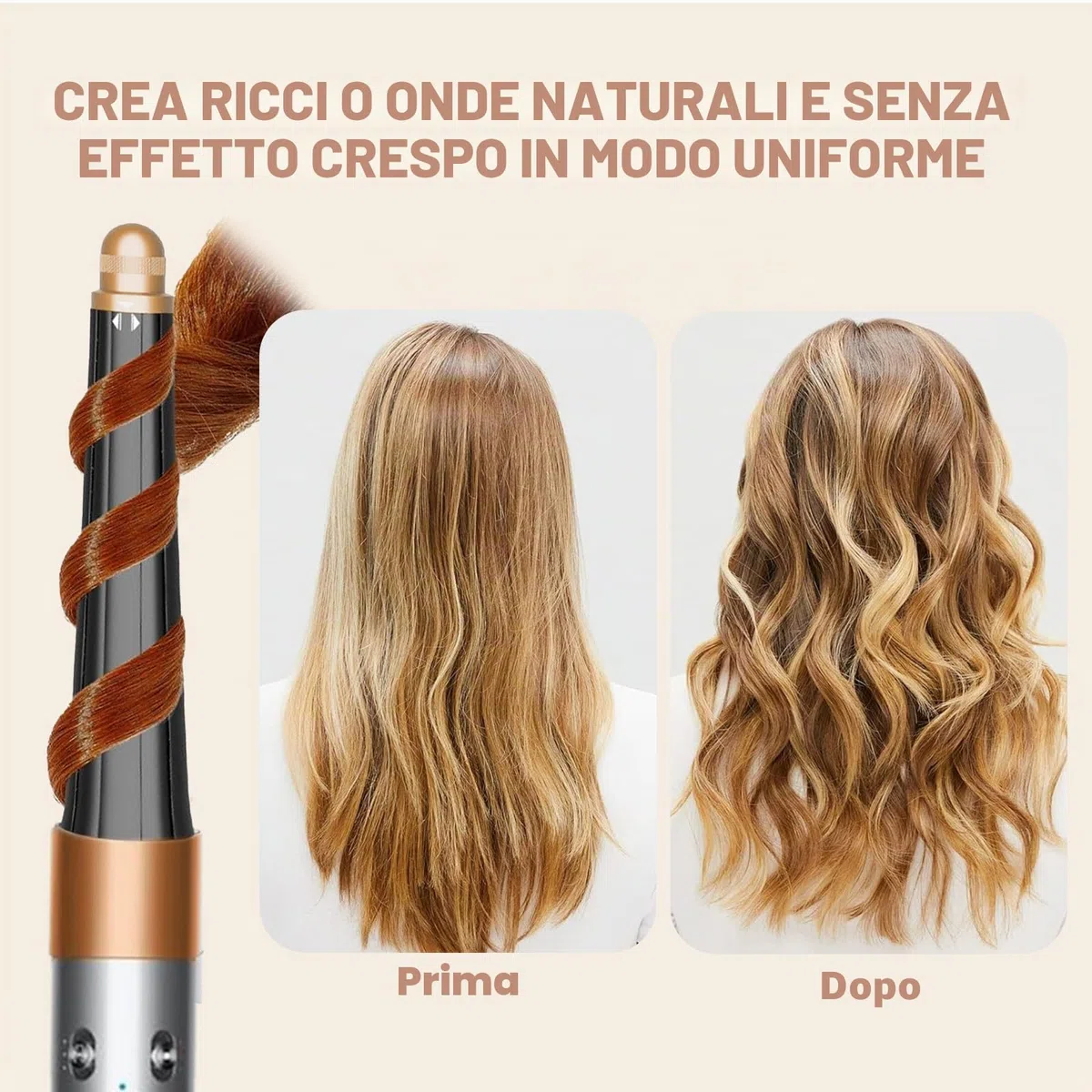 Accessorio Riccioli Conici per Dyson Airwrap, 20-36 mm, Dorata | Compatibile con HS01/HS05/HS08, Ferro Conico Capelli