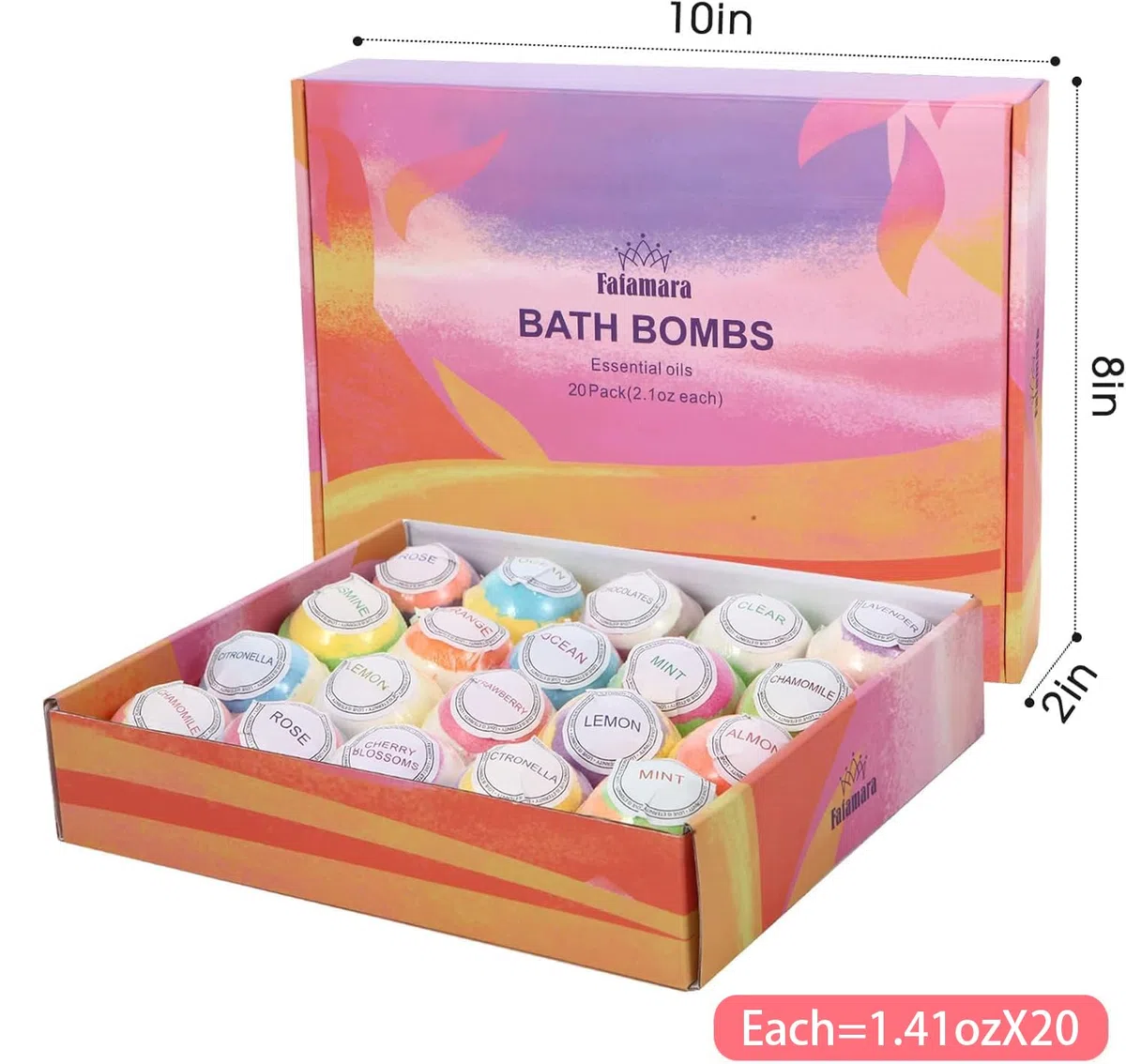 Set di 20 bombe da bagno in schiuma, biologiche e naturali, realizzate a mano, per rilassamento e antistress, ideali come regalo di compleanno per donne, mogli, fidanzate, madri