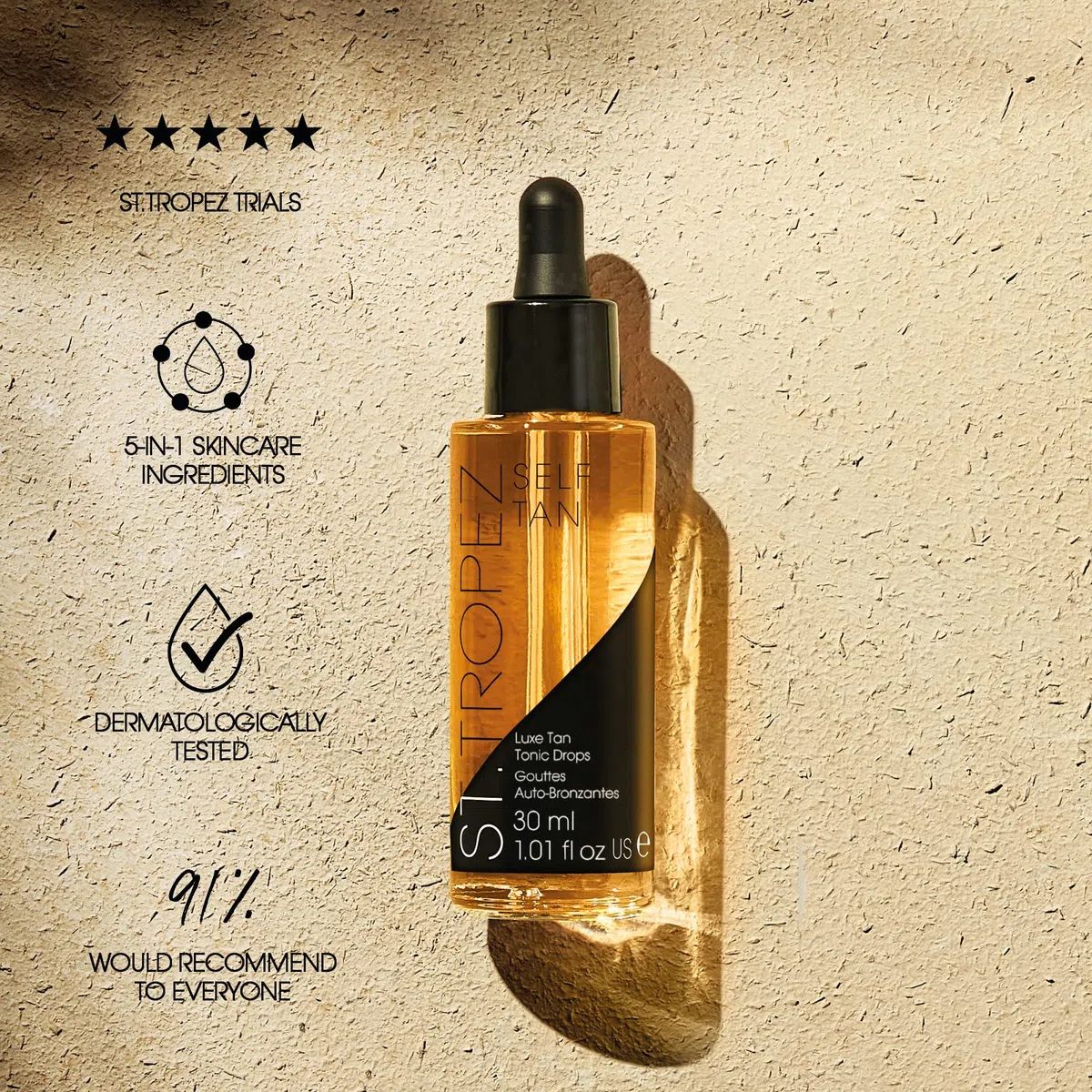 St.Tropez Luxe Tan Tonic Glow Drops 30ml I Self Tanner Face Abbronzante Drops I Fake Tan