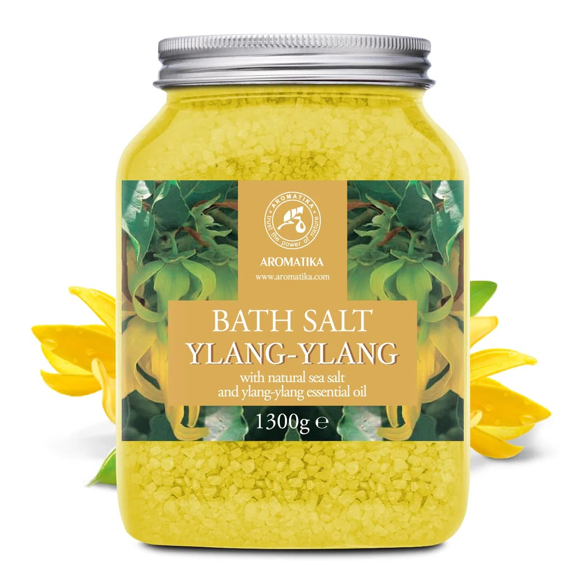 Sali da Bagno Ylang-Ylang 1300g - Sale Marino con Olio di Ylang-Ylang Essenziale - per un Buon Sonno - Riduzione dello Stress - Cura del Corpo - Rilassamento - Aromaterapia - Bath Salt