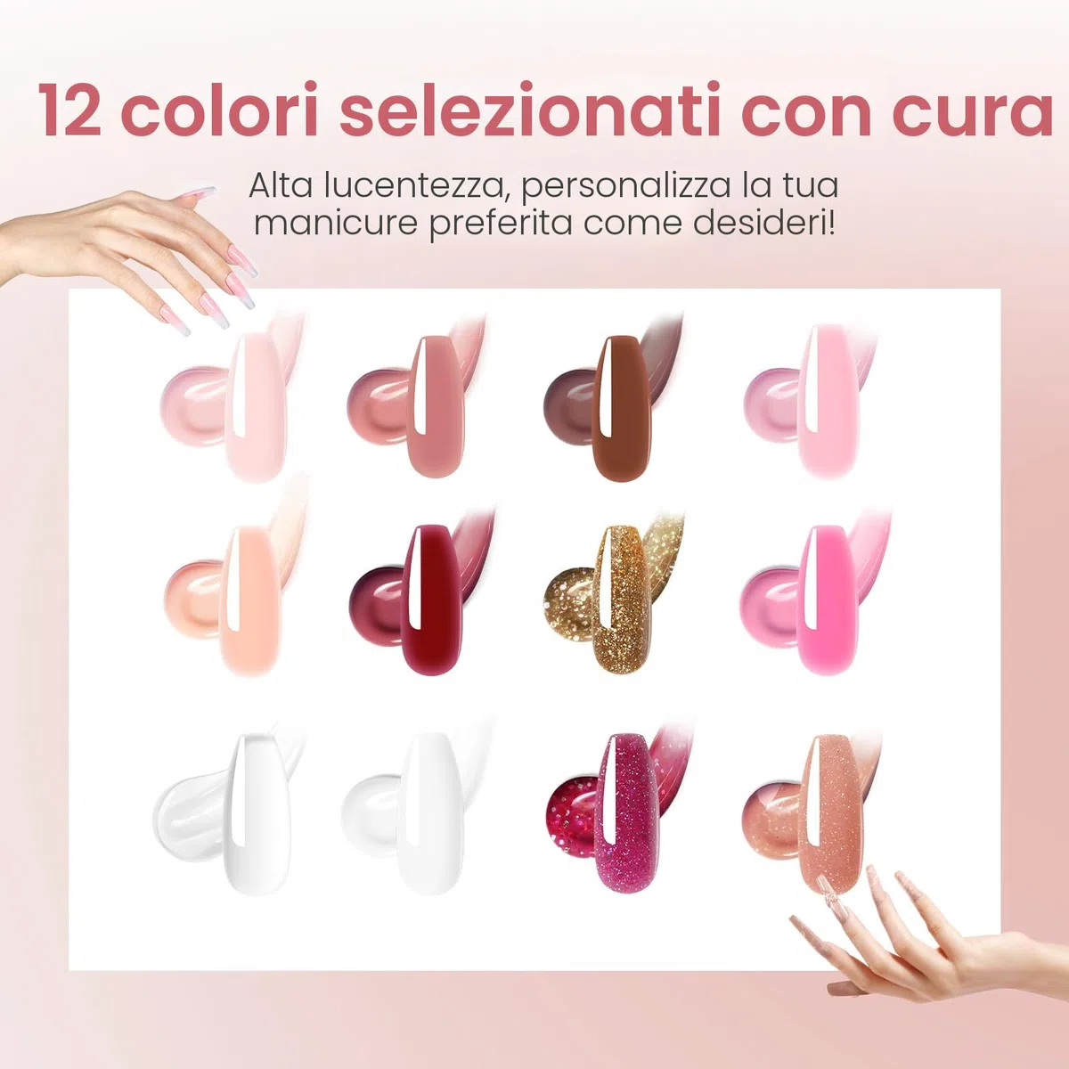 ROSALIND Poligel per Unghie Kit Completo, 12 Colori 10ml Gel Unghie Ricostruzione con UV Lampada, Base & Top Coat e Strumenti, Poly Nail Gel Completo kit per Principiante, Professionale e Salone