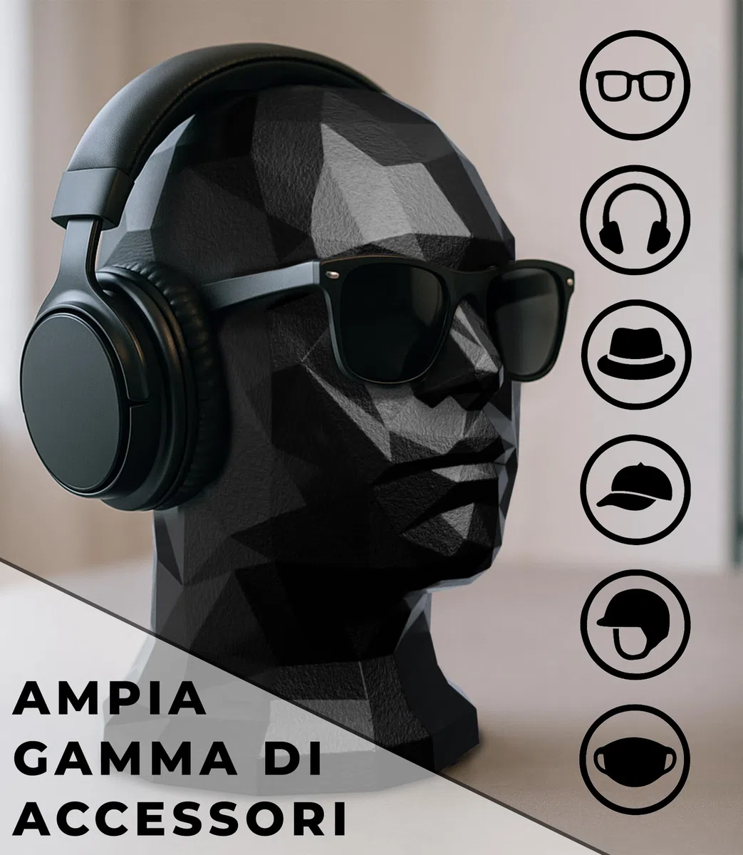 Testa manichino uomo espositore per cappelli caschi gioielli e accessori – supporto elegante per vetrine conservazione e decorazione ideale per negozi o casa