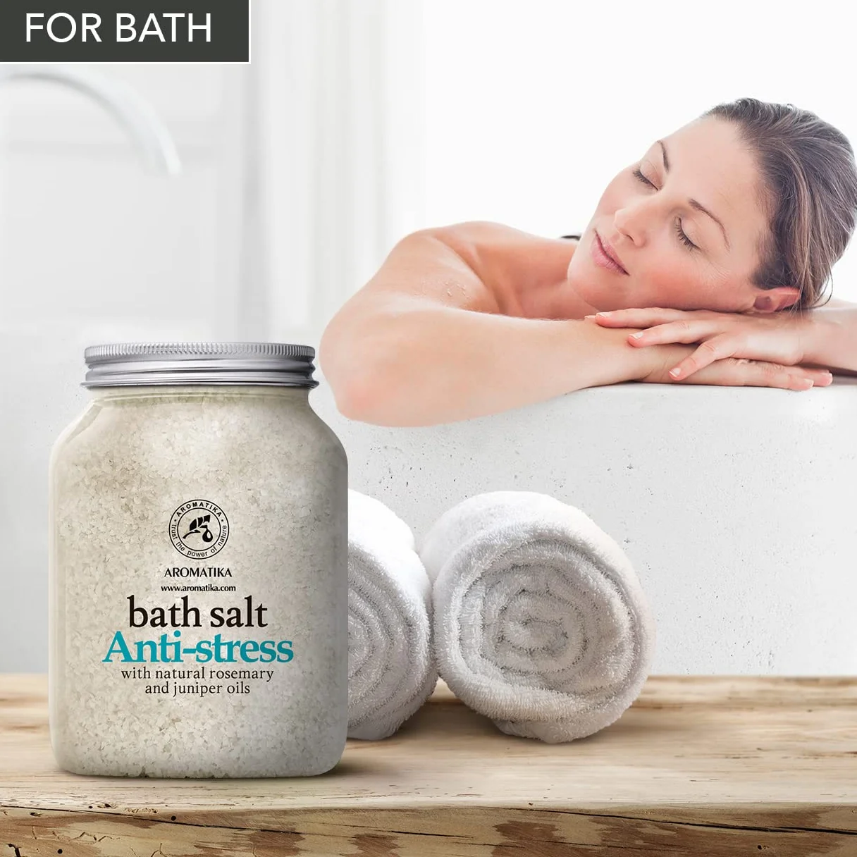 Sali da Bagno Antistress 1300g - Sale Marino con Olio Essenziale di Rosmarino e Ginepro - per un Buon Sonno - Riduzione dello Stress - Cura del Corpo - Relax - Aromaterapia