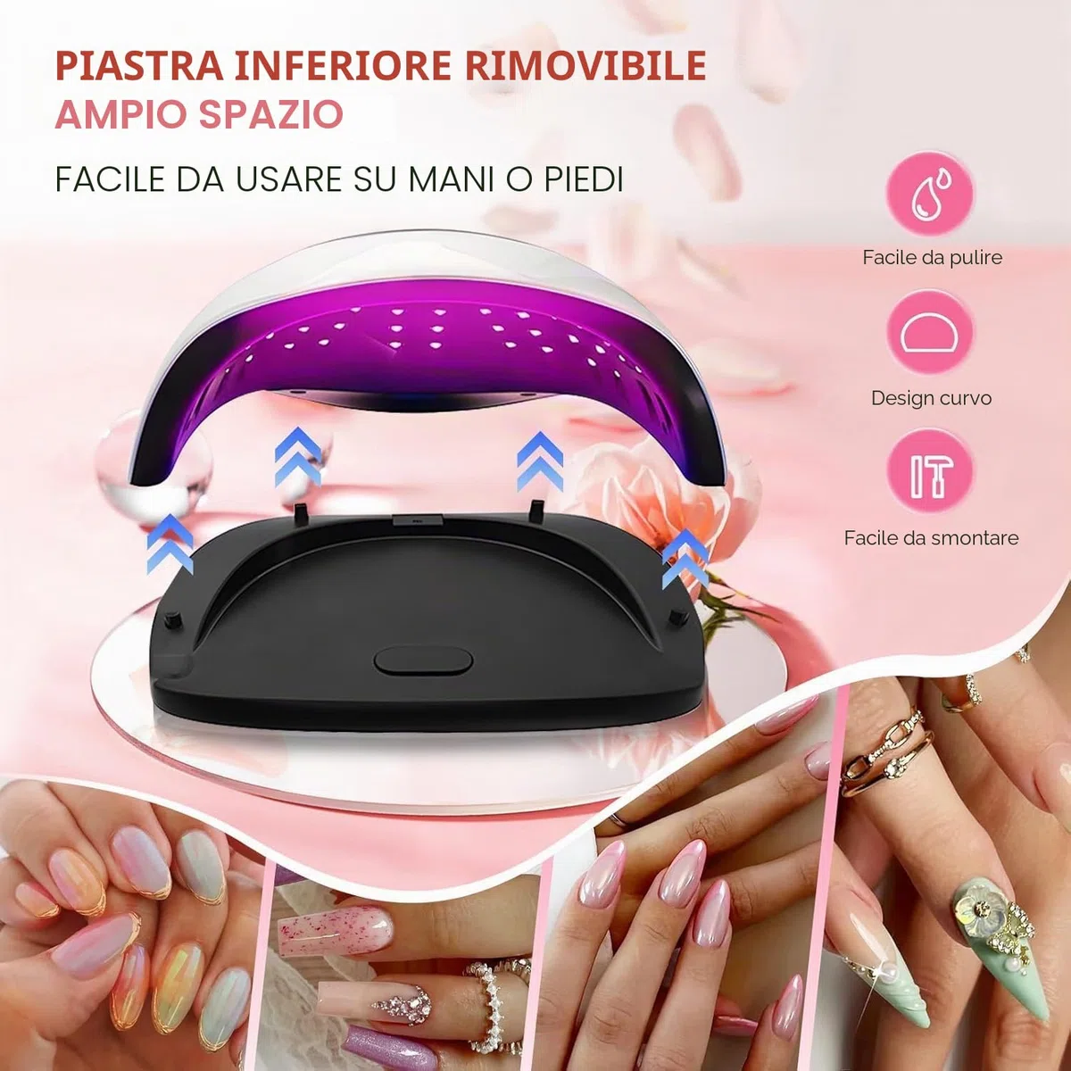 Lampada LED UV da 280 W, per smalto gel con 66 perline e sensore automatico, 4 timer, set professionale per nail art