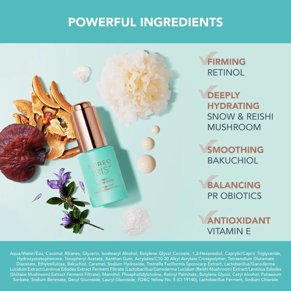 IRIS Siero Notte Rassodante per Contorno Occhi - Retinol - Estratto di funghi - Vitamina E - Bakuchiol - Siero Contorno Occhi - Contorno Occhi Occhiaie - Revitalift Contorno Occhi - 15 ml