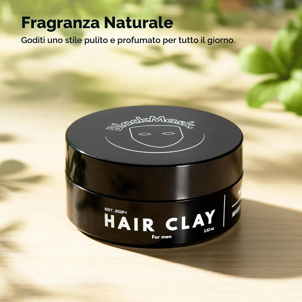 BlackMask Argilla per capelli da uomo (99,8 g) finitura opaca con forte tenuta, argilla per acconciature, aggiunge consistenza e volume