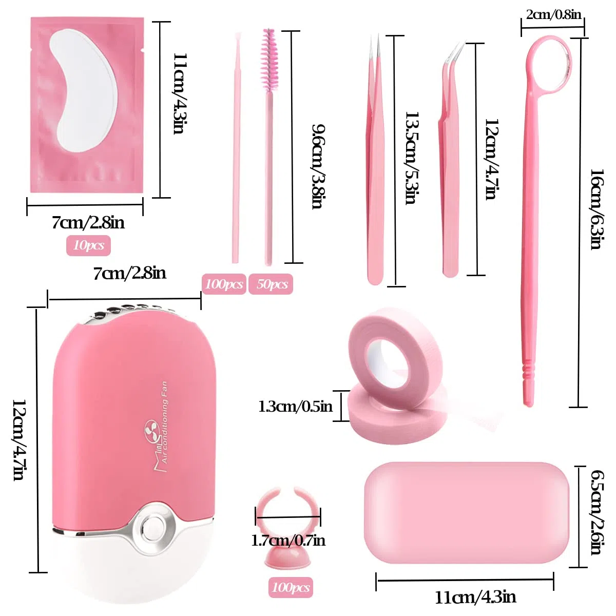 Lash Extension Kit Ciglia USB Aria Condizionata Ventilatore Pinzette Tampone in Silicone Cerotti per Ciglia Colla Anelli Micro Applicatori