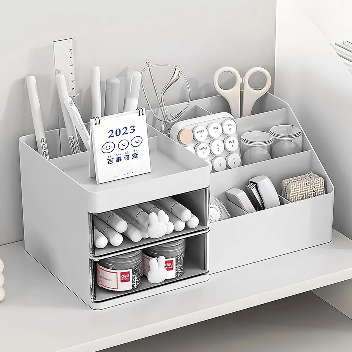 Organizer per Trucchi Grande Organizer per Trucco con 2 cassetti, Scatola per Trucco Adatto per Gioielli, spazzole, Rossetto e Creme, con capacità di 7 Scomparti