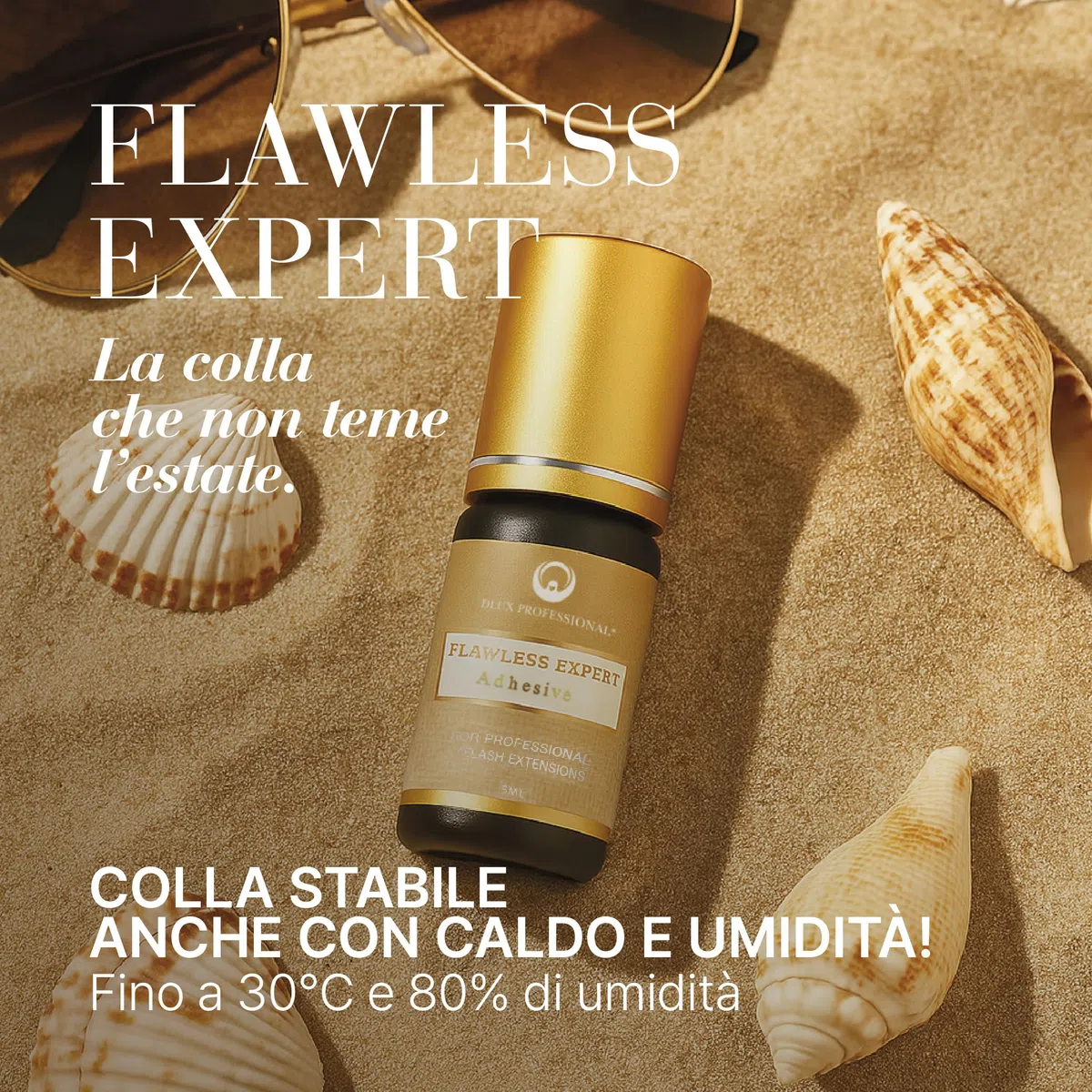 Dlux Professional Colla per Extension Ciglia Flawless Expert, 5ML Nera, Asciugatura Rapida (2-3 sec), Lunga Durata (5-7 sett.)