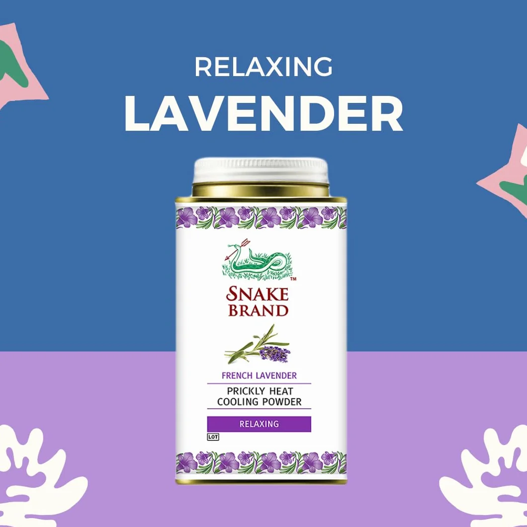 SNAKE BRAND Polvere rinfrescante a calore pungente rilassante lavanda 140g (confezione da 1)