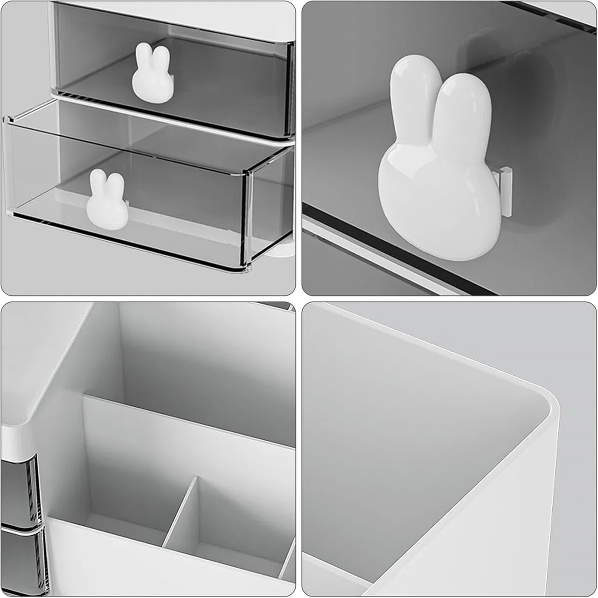 Organizer per Trucchi Grande Organizer per Trucco con 2 cassetti, Scatola per Trucco Adatto per Gioielli, spazzole, Rossetto e Creme, con capacità di 7 Scomparti