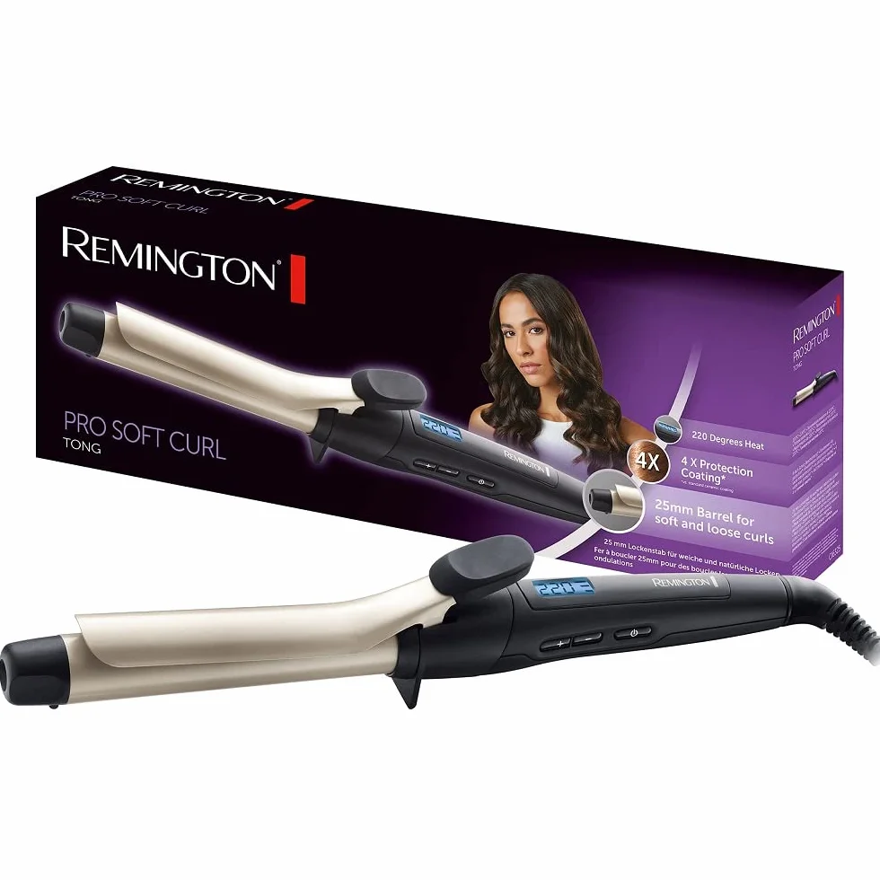 Remington Ferro Arricciacapelli 25 mm - Rivestimento antistatico in ceramica e tormalina - nero/crema. Arricciacapelli Pro Soft Curl CI6325