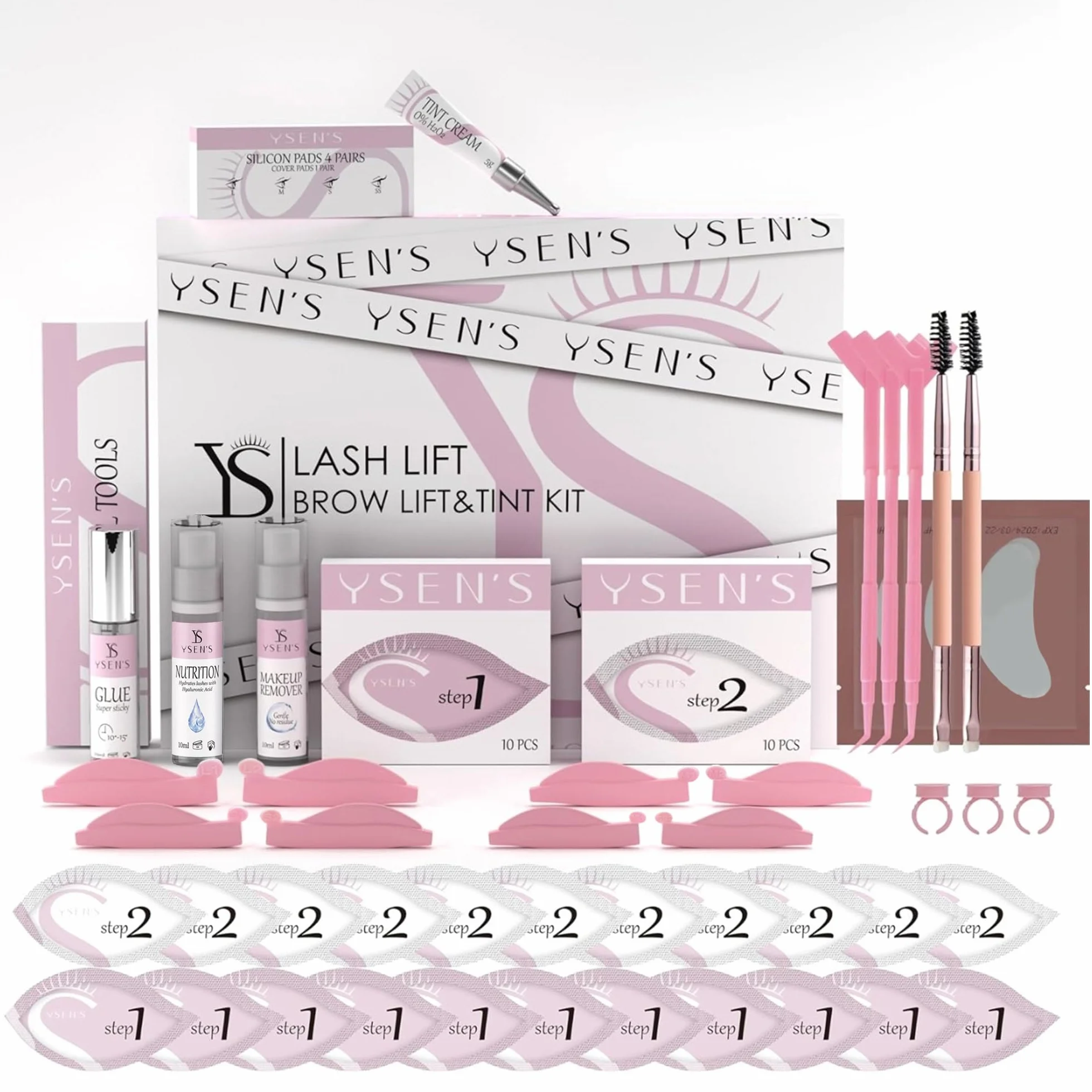Ysen’s Kit Laminazione Ciglia e Sopracciglia con Tinta Nera – Set Completo 3-in-1 per Lash Lift & Brow Lamination, Ideale per Salone e Domestico