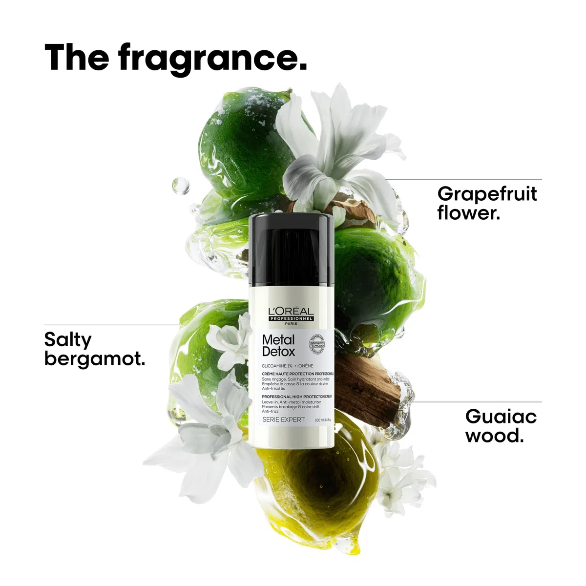 L'Oréal Professionnel Paris, Crema Leave-In Protettiva, Per Tutti i Tipi di Capelli, Anti-Crespo, Chioma Lucente&Setosa, Con Glicoammina 1% e Filtro UV, Metal Detox, 100 ml