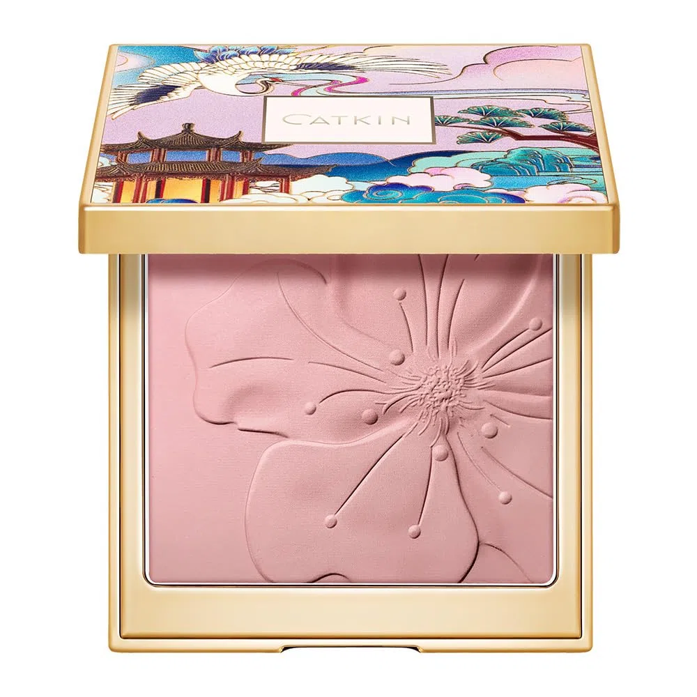 CATKIN Makeup Blush Polvere, Astra, 2-in-1 Illuminante viso in Polvere con Fard, Formula Leggero e Idratante, con Acido Laluronico, Matte, Effetto Naturale, Per un Look Fresco e Colorato, 10g