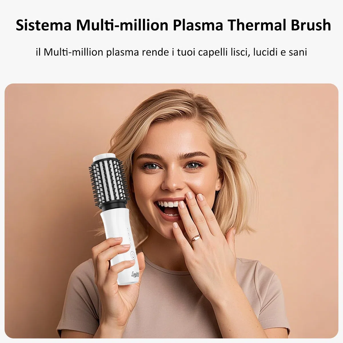 Leeko Spazzola Lisciante Senza Fili, Spazzola Arricciacapelli Senza Fili da 40mm,4 Temperature Thermal Brush, Pettine Spazzola Riscaldata per Capelli (bianco)