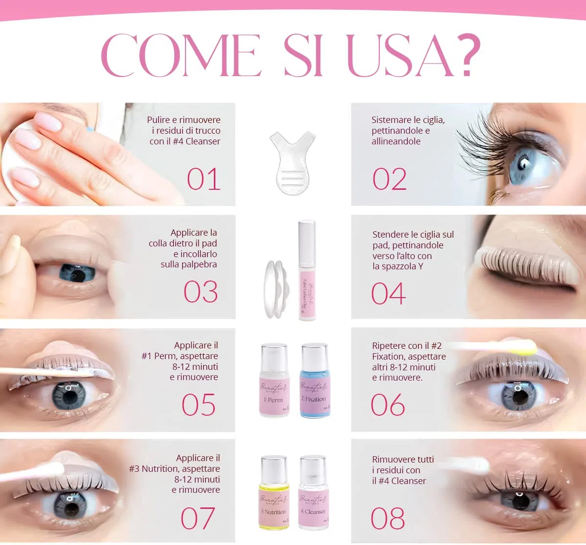 Kit Laminazione Ciglia e Sopracciglia Fai da Te Completo Con Accessori Naturale Vegano Professionale Permanente Ideale Per Salone
