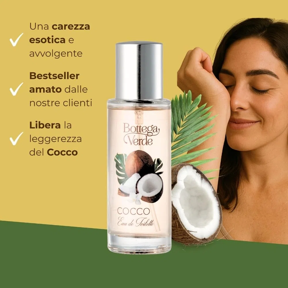 Bottega Verde - Eau de toilette Cocco - Profumi Donna - Profumo Vaniglia e Note Fiorite - Fragranza Esotica e Avvolgente - Parfum Donna Rinfrescante - Perfume Ideale per l’Estate - 30 ml