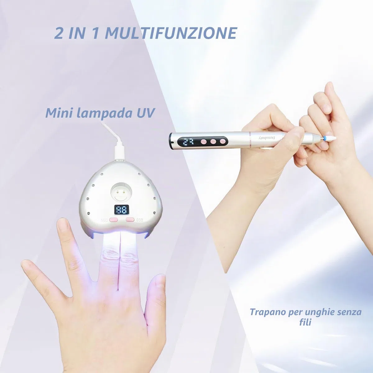 Fresa per unghie con supporto, 13 in 1, fresa in gel 35000 giri/min, lima elettrica professionale, per unghie semi-permanente e acriliche DN-2602S