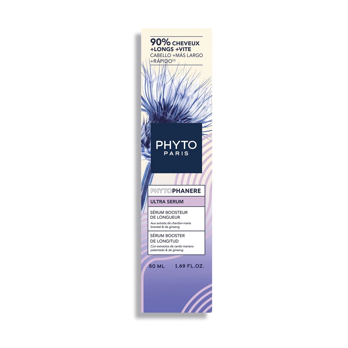 Phyto Paris Phytophanere - Siero Booster di Lunghezza, 90% di capelli più lunghi più velocemente, clinicamente testato, estratti di ginseng, rosmarino, vitamina B6 - Senza siliconi - 50ml