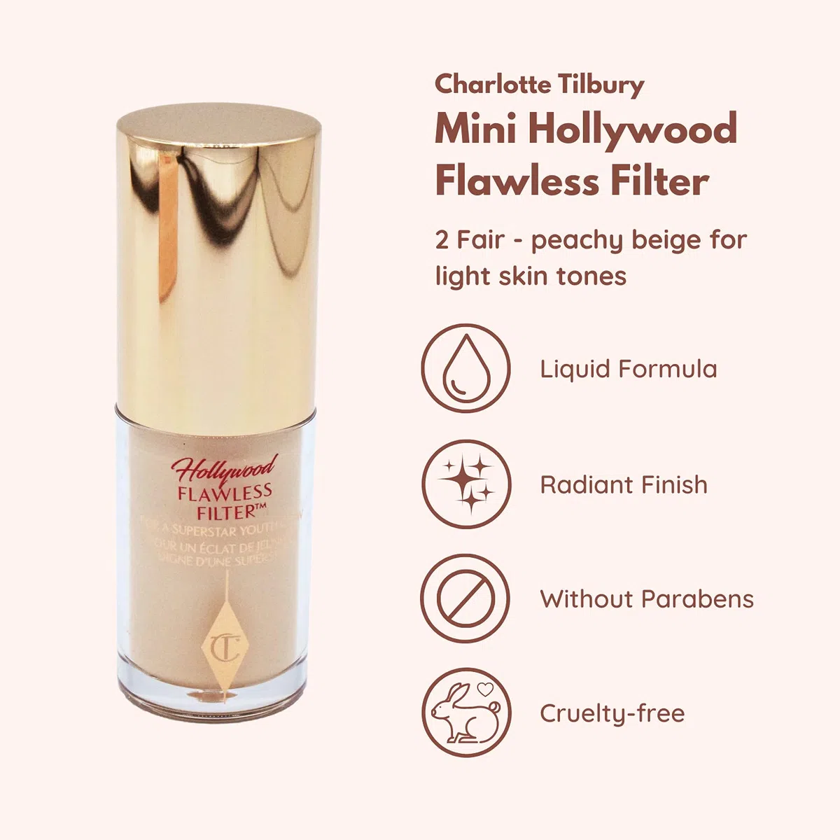 Charlotte Tilbury Filtro impeccabile da viaggio | 5,5 ml | 2 Fair