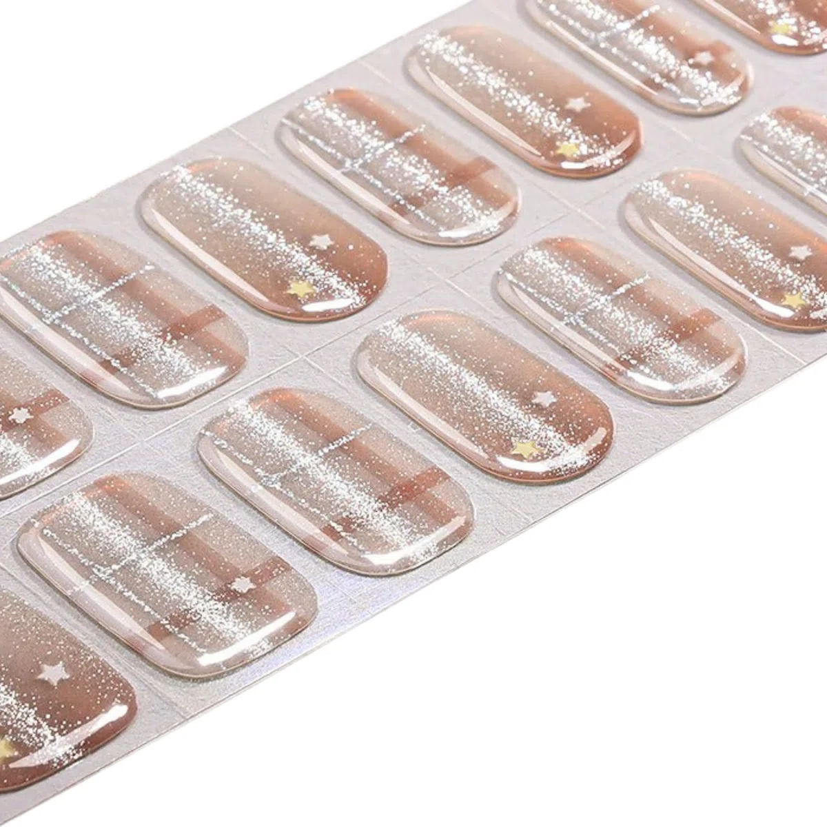 Silk Aura Pellicola autoadesiva in gel per unghie, senza raggi UV, nude glitterato, impermeabile e di lunga durata, design naturale per unghie delle dita e dei piedi