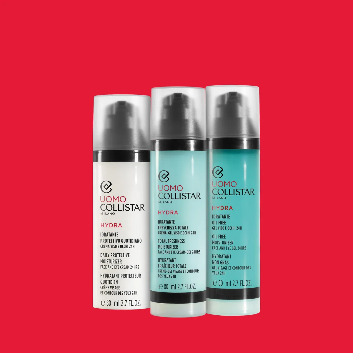 Collistar Hydra Uomo Idratante Protettivo Quotidiano, Crema Viso e Occhi 24h, Specifica per Pelli Secche e Sensibili, Idratazione Immediata, Protezione dalla Luce Blu, Azione 2in1, 80 ml