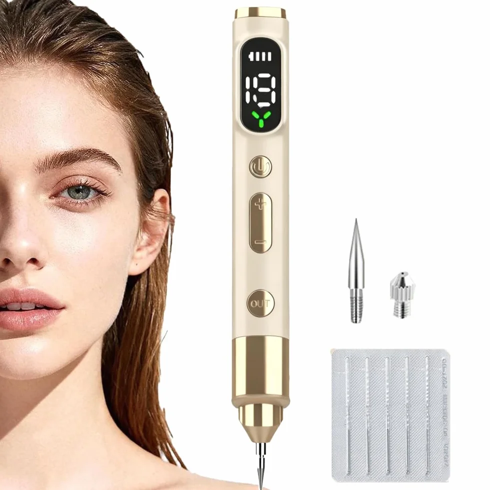 Penna per la rimozione di porri, Rimuove Voglie Verruche Skin Tag Remover con 19 Livelli Regolabili e Luce LED per Nei, Verruche, Lentiggini, Macchie Scure
