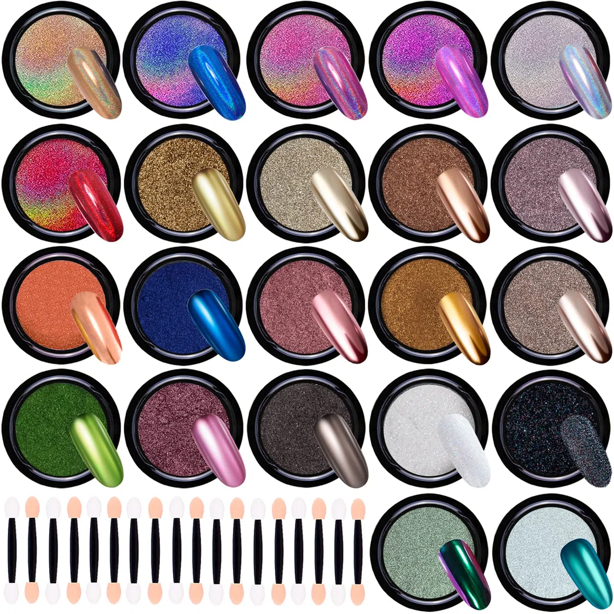 Duufin 22 Scatole Polvere Effetto Specchio Cromata per Unghie - Effetto Chrome Aurora Chameleon Holografica Caramelle Lucida - Decorazione Nail