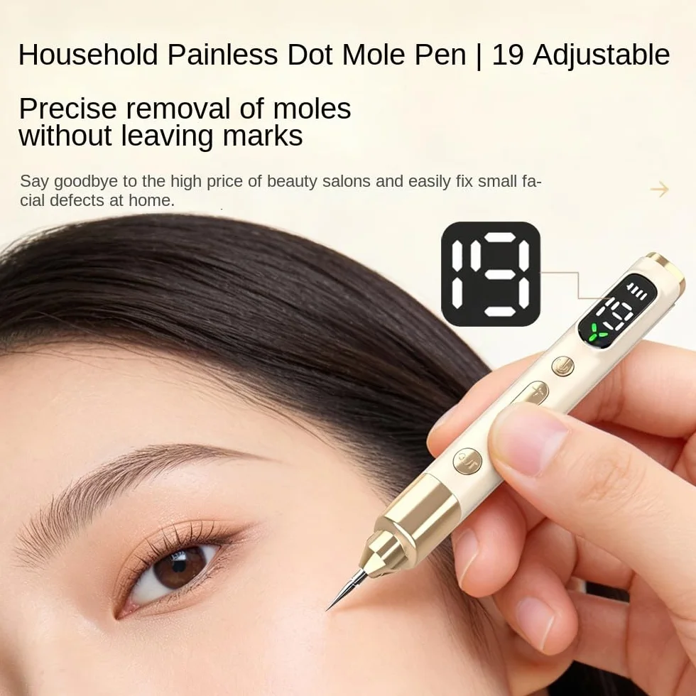 Penna per la rimozione di porri, Rimuove Voglie Verruche Skin Tag Remover con 19 Livelli Regolabili e Luce LED per Nei, Verruche, Lentiggini, Macchie Scure