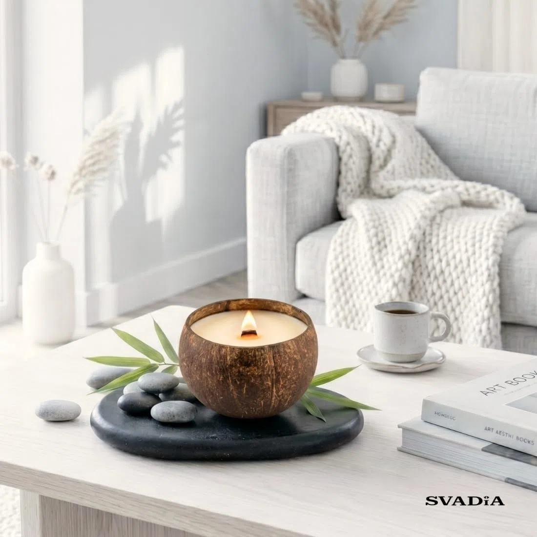 Candele Profumate al Cocco | Cera di Soia Naturale in Guscio di Cocco con Oli Essenziali | Ecosostenibile e Artigianale | Decorazione per la Casa e Design d'Interni
