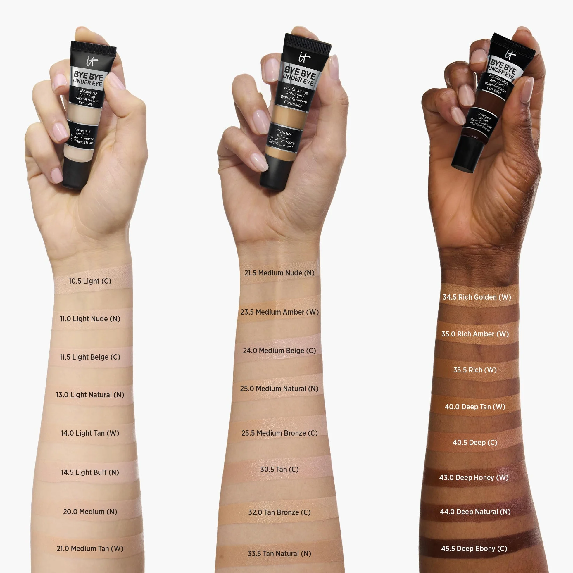 iT COSMETICS, Correttore Anti-età, ad Alta Coprenza e Waterproof, Formula con Peptidi, Collagene e Acido Ialuronico, Bye Bye Under Eye