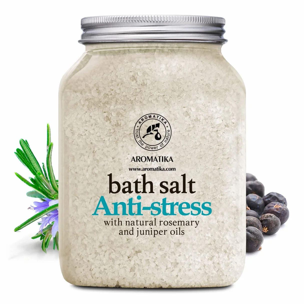 Sali da Bagno Antistress 1300g - Sale Marino con Olio Essenziale di Rosmarino e Ginepro - per un Buon Sonno - Riduzione dello Stress - Cura del Corpo - Relax - Aromaterapia
