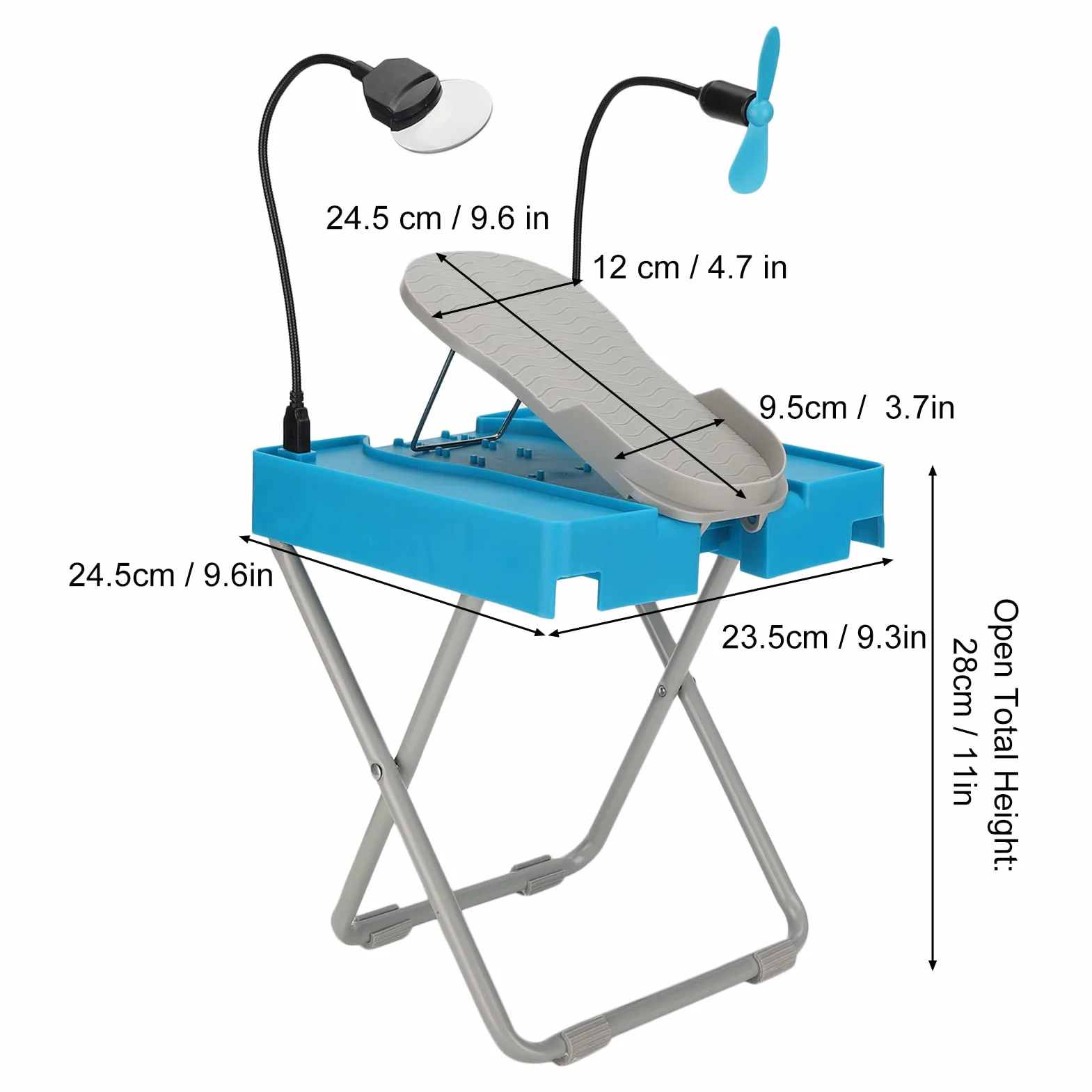 Brrnoo Accessori per Pedicure per Unghie, Set di Poggiapiedi per Pedicure Pieghevoli Regolabili in Altezza con Ventola per Asciugatura di Lenti d'Ingrandimento, Piedini per Pedicure Portatili Stabili