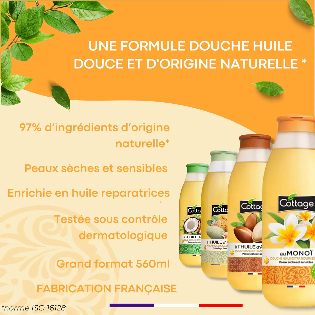 Cottage - OFFERTA SPECIALE - Confezione variegata 6 docce Olio Extra Nutrienti 560ml - 97% di ingredienti di origine naturale - Made in France