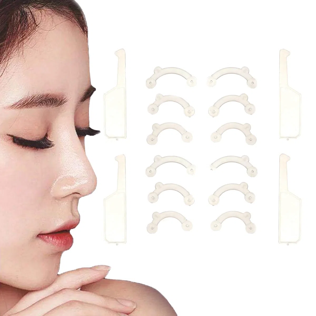 VANANA 6 paia di inserti per il sollevamento del naso, 3 misure, invisibili, in morbido silicone, nessun dolore, correttore per il naso, strumento di bellezza, comodo, facile da installare, rimovibile